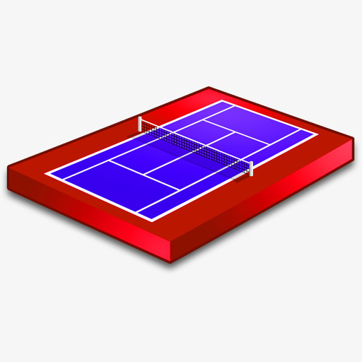 卡通立体红色羽毛球场免抠
