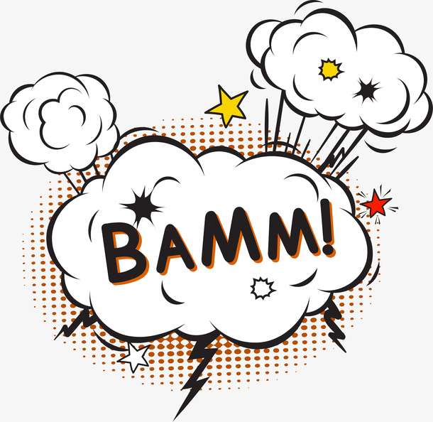 漫画风格爆炸文字免抠炸弹免抠