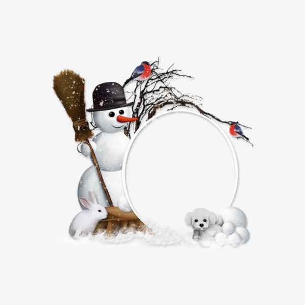 创意雪人相框免抠