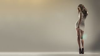 白衣妖娆美女背影免抠