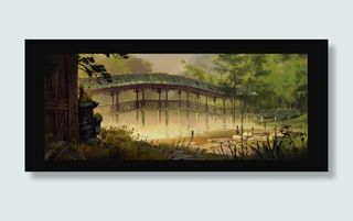 悠然意境走廊倒影免抠