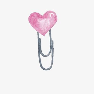 手绘爱心形曲别针免抠