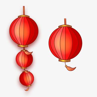 国潮灯笼手绘素材免抠