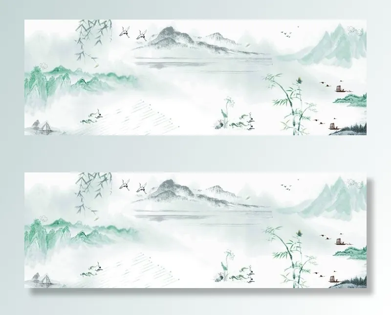 古风山水画背景banner高清