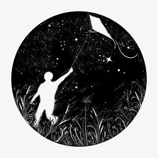 放风筝黑白花臂图案免抠