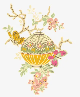 中国风水彩画灯笼免抠