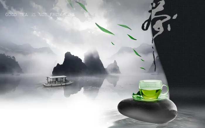 古风山水茶海报背景素材高清