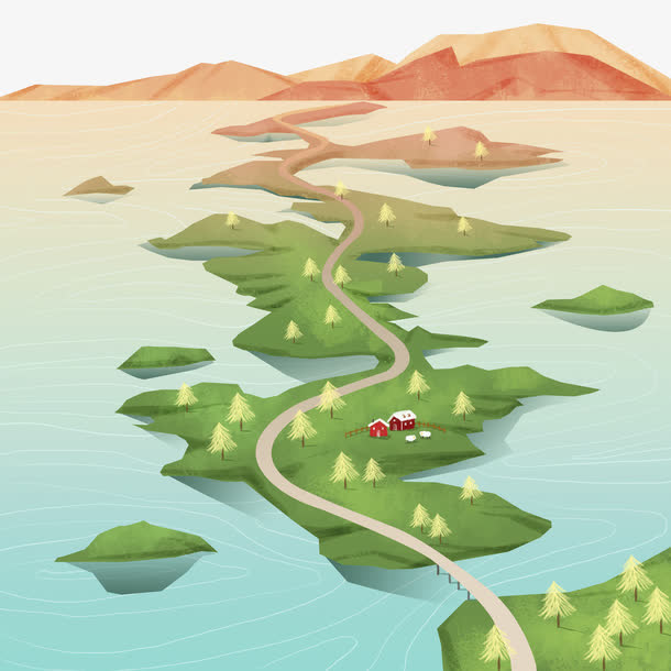 山水中的马路免抠