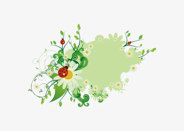 绿色矢量花纹素材免抠