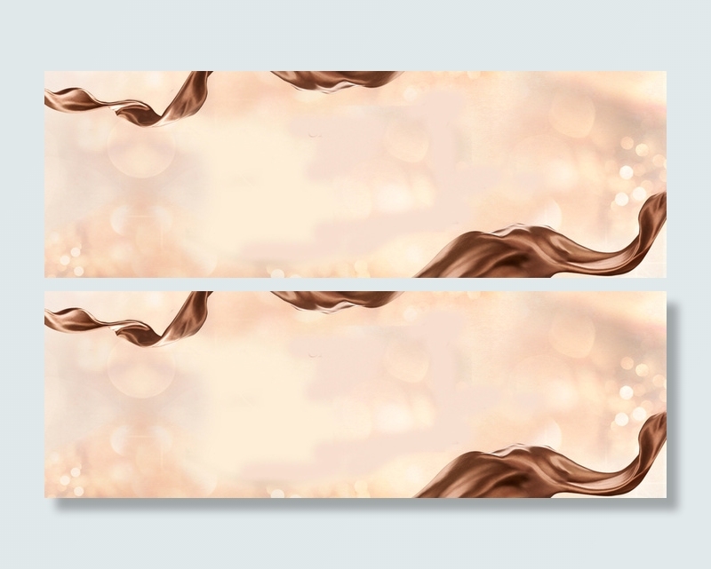 清新简约咖啡色彩带banner高清