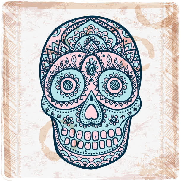 装饰画骷髅插画矢量免抠