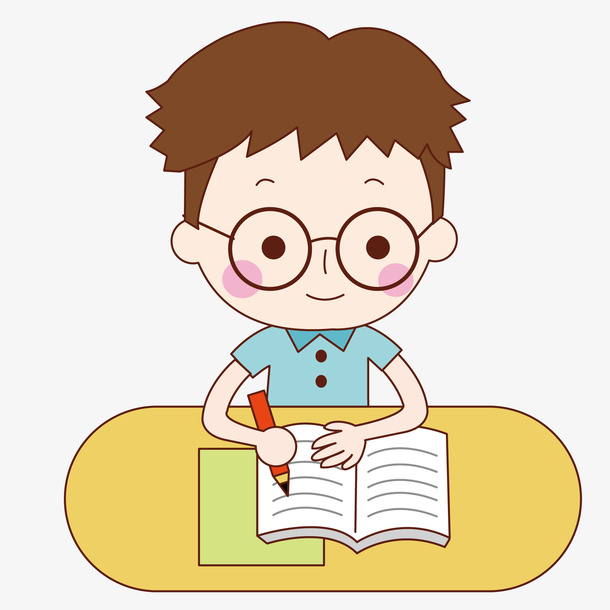 卡通专心学习场景图免抠