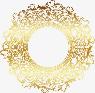 金色花纹中式亮光免抠