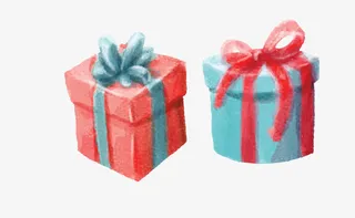 矢量彩色手绘圆柱礼盒方盒免抠