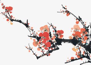 创意绘画风格红色梅花免抠