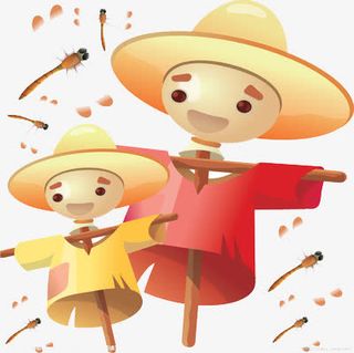 手绘稻草人免抠