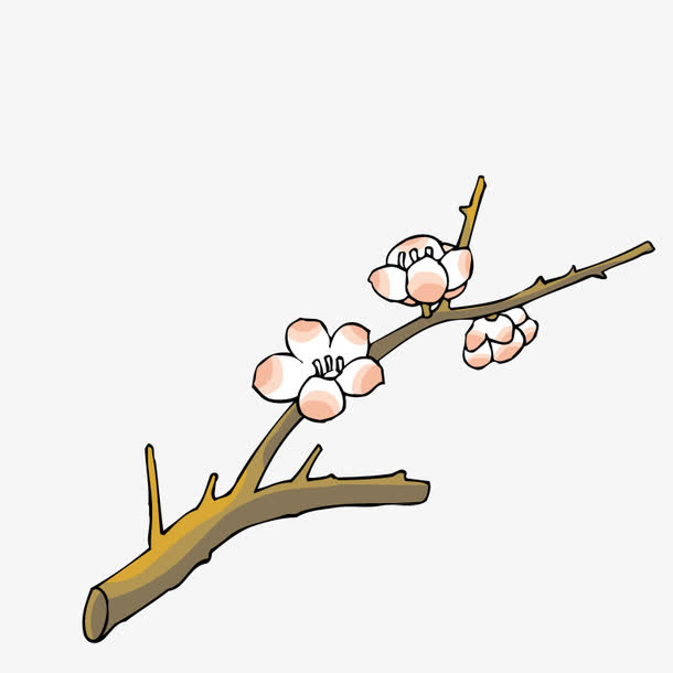 手绘桃花免抠
