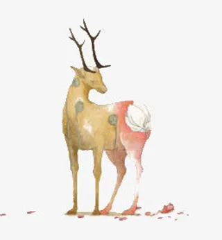 卡通受伤的麋鹿手绘免抠