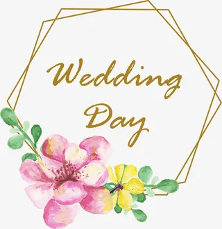 六边形花卉边框标签免抠