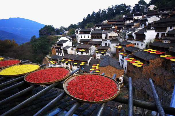 江西婺源篁岭晒秋风景大图免抠