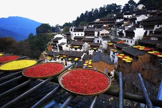 江西婺源篁岭晒秋风景大图免抠