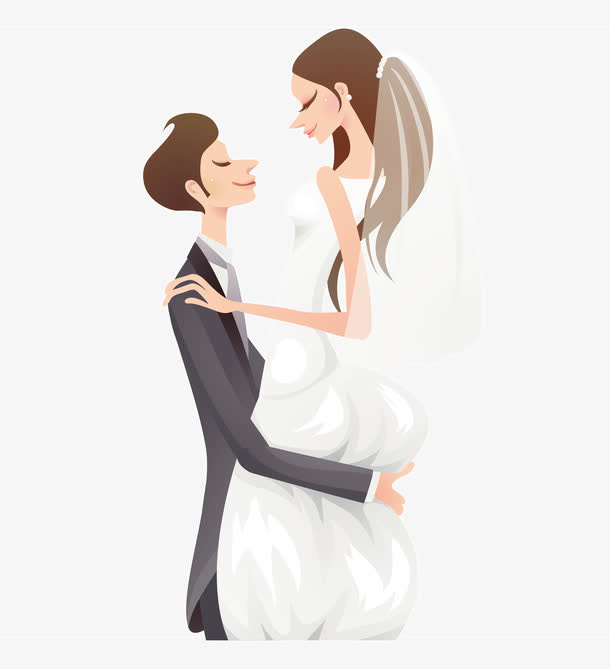 新郎新娘甜蜜婚礼矢量素材免抠