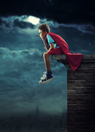 高塔上的男孩超人海报背景