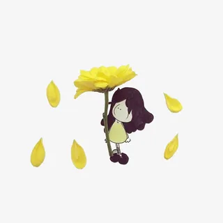 黄色花瓣雨免抠