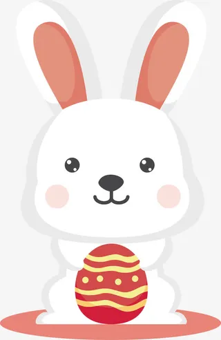 白色复活节彩蛋兔子矢量素材免抠