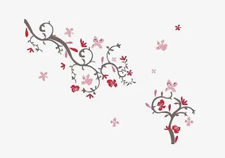 小清新卡通树木花朵免抠