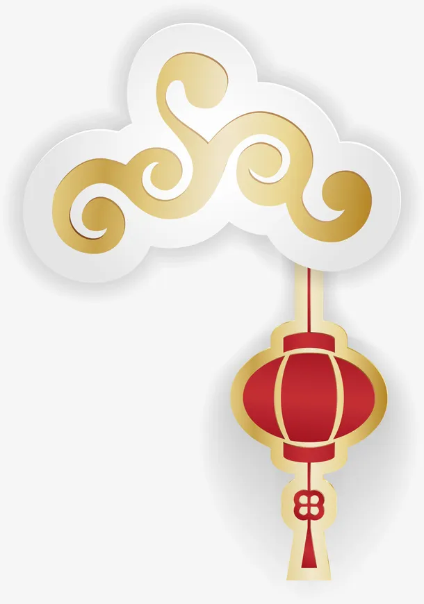 中国风春节祥云灯笼免抠