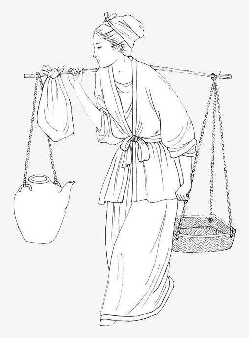 简笔画挑担子免抠