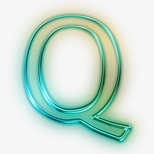 黄绿色效果字母Q免抠