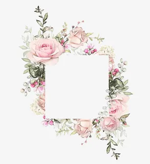 粉色淡雅月季花方形边框免抠