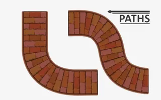 手绘黄色地砖弯道免抠