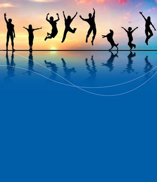 夕阳下运动人物剪影背景高清