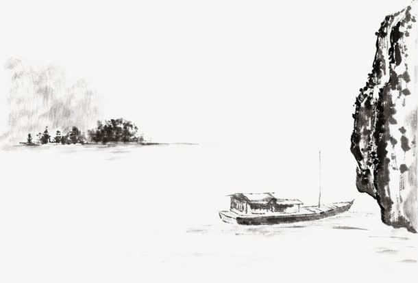 湖中流浪的船免抠