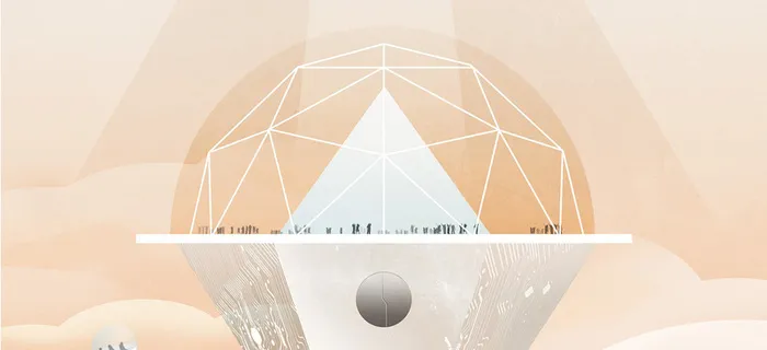 手绘红色球面白线背景高清