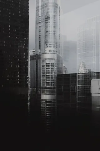 黑白简约高楼创意免抠