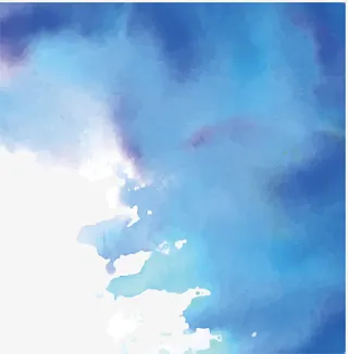 蓝色晕染水彩海报免抠