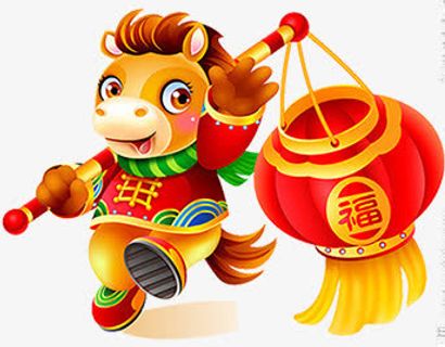 可爱卡通小马提灯笼免抠