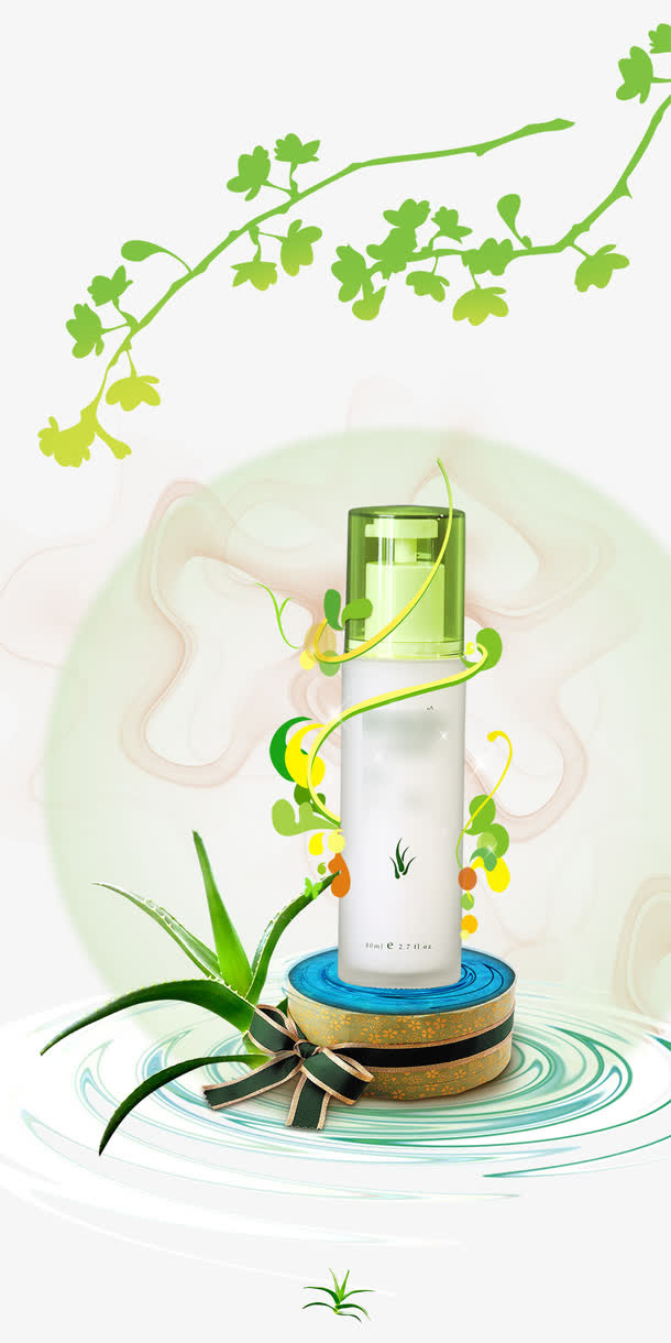 绿色植物化妆品宣传背景素材