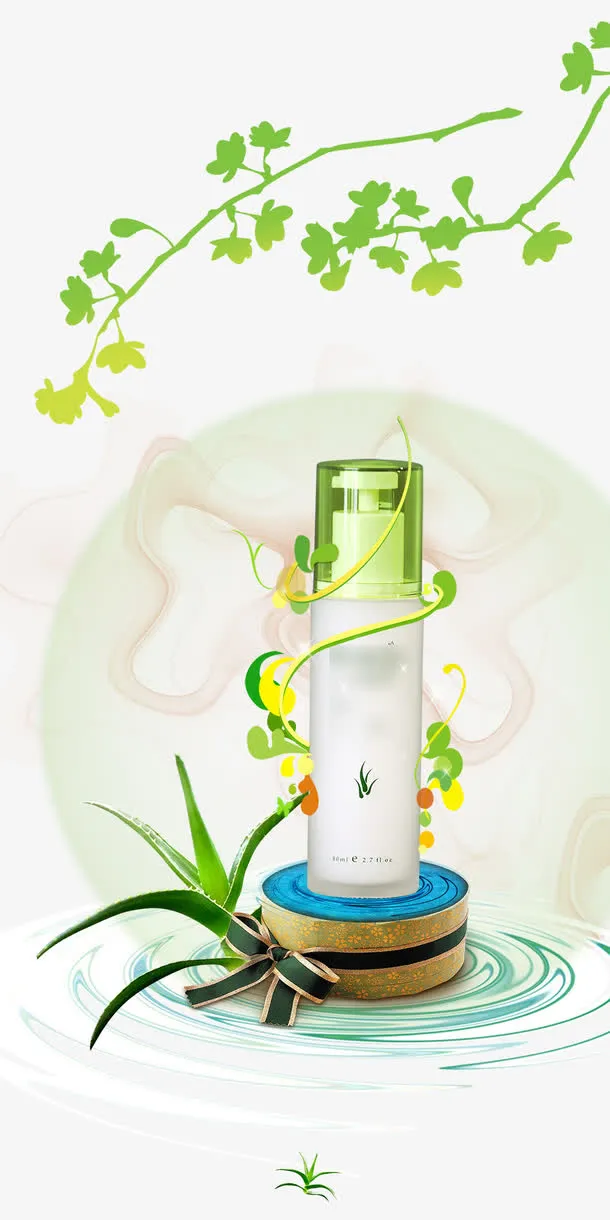 绿色植物化妆品宣传背景素材