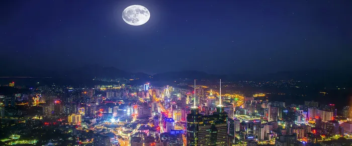 中秋的城市夜景高清