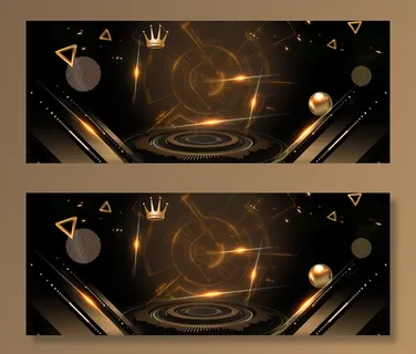 科技几何鎏金质感金色banner高清