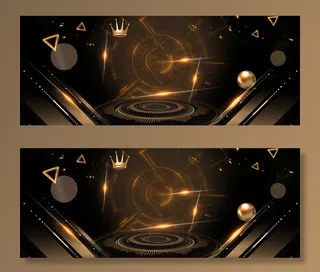 科技几何鎏金质感金色banner高清