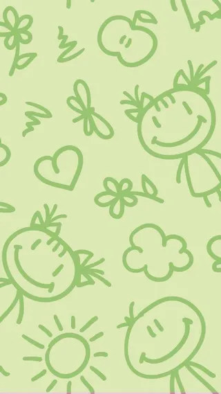 黄色背景青色水彩萌物