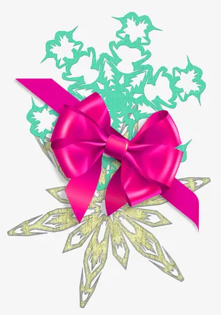 粉色礼物蝴蝶结免抠