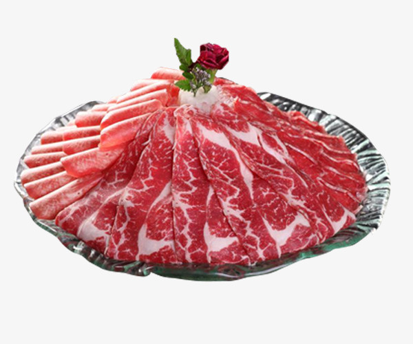 盘子里的食材牛肉片免抠