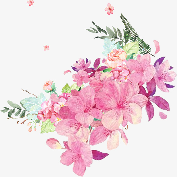 手绘娇艳花朵繁花似锦免抠
